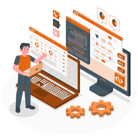 Developer working on web & mobile app projects, showcasing best web development company expertise